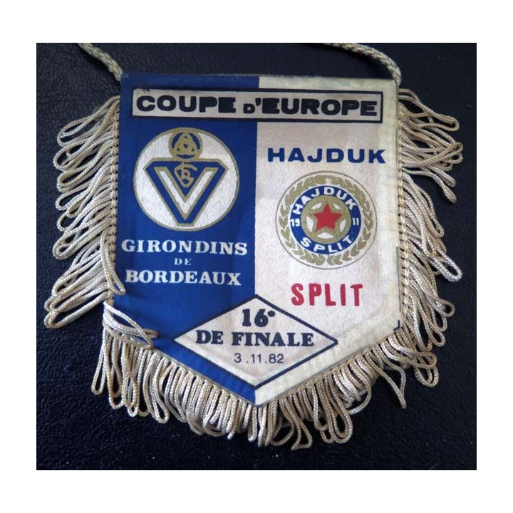 Fanion coupe d'Europe Hadjuk Split Girondins de Bordeaux 1982