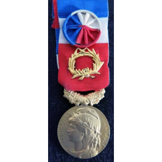 FRANCE : Médaille d'Honneur du Travail Grand Or ordonnance 40 ans attribuée à R. Gonidec en 1986 (222)
