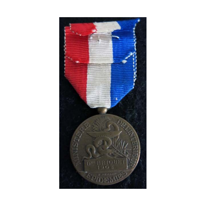 FRANCE : médaille en bronze des épidémies du ministère de l'Intérieur attribuée à Dme Briquet en 1902 (222)