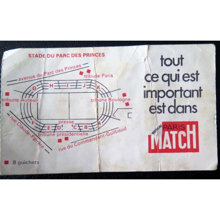 Billet de match de Rugby France Angleterre Paris 20 mars 1976