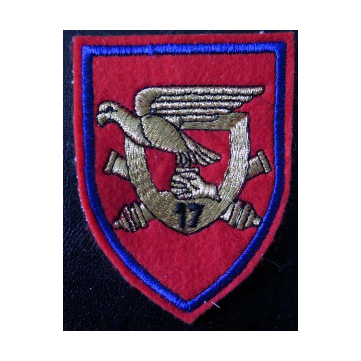 17° RA : Insigne tissu du 17° régiment d'artillerie 9,8 cm de hauteur
