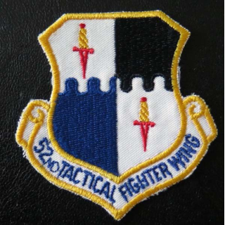 Insigne tissu US  52° tactical fighter wing US patch hauteur 8 cm