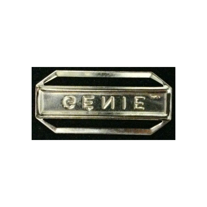 Barrette métallique argentée avec inscription génie