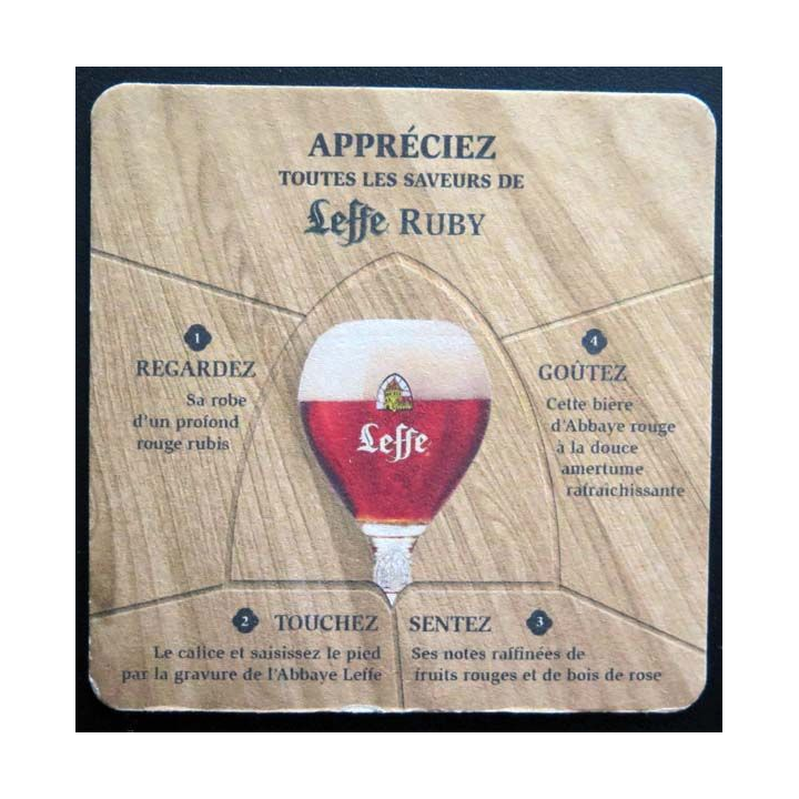 Dessous de verre à bière Leffe Ruby Abbaye de Abdij van