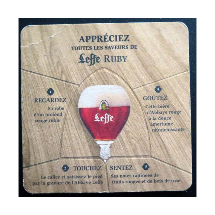 Dessous de verre à bière Leffe Ruby Abbaye de Abdij van