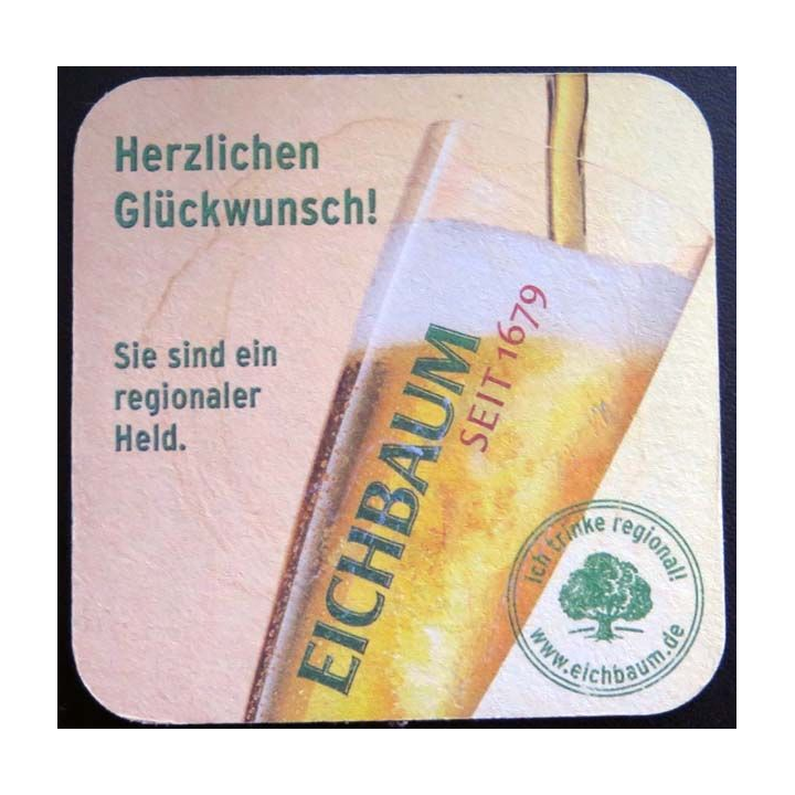 DESSOUS DE VERRE A BIÈRE Eichbaum de largeur 9,3 cm