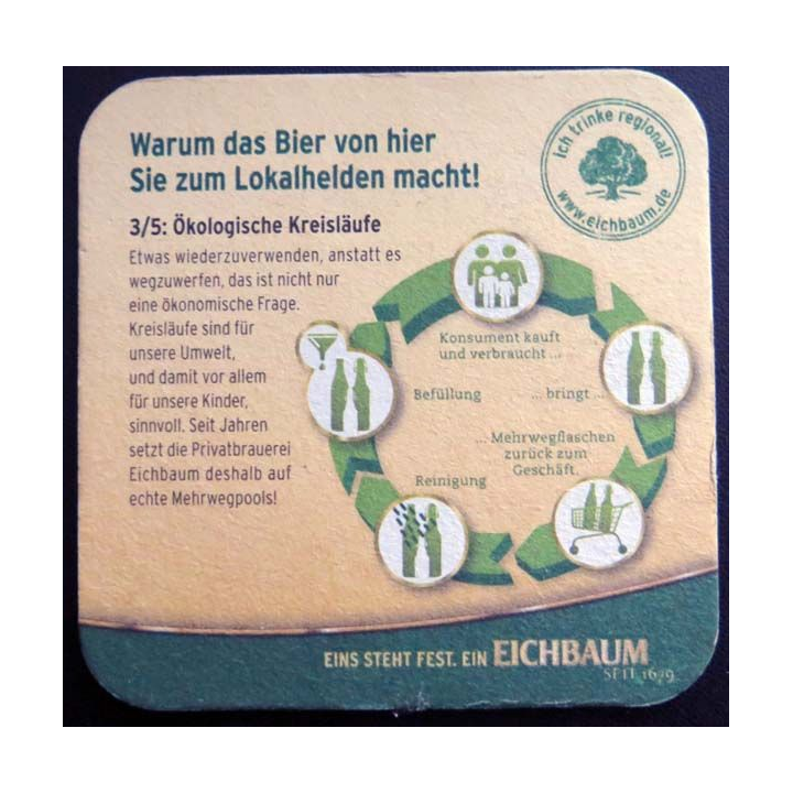 DESSOUS DE VERRE A BIÈRE Eichbaum de largeur 9,3 cm