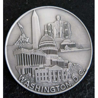 USA : médaille de table Washington D.C en métal argenté dos feutrine
