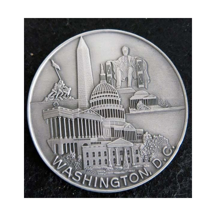 USA : médaille de table Washington D.C en métal argenté dos feutrine