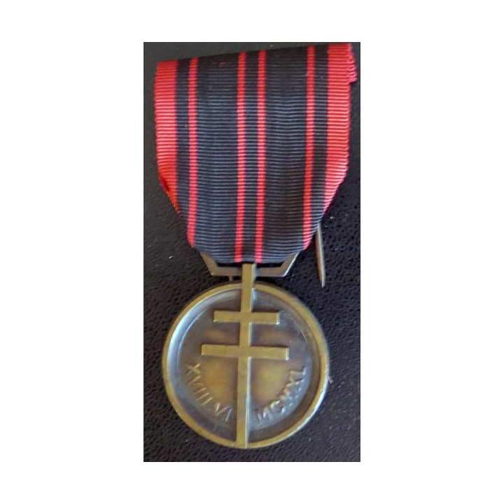 FRANCE : Médaille de la résistance en bronze mat sans poinçon