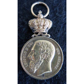 BELGIQUE :  médaille de la société centrale des sauveteurs belges type Léopold II attribuée à L. Feraud