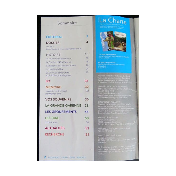 LA CHARTE N°1 JANVIER FÉVRIER MARS 2019 Les SAS 
