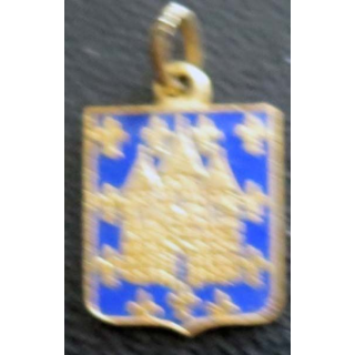 insigne blason en émail de la ville de Melun 11 x 16 mm bandeau bleu