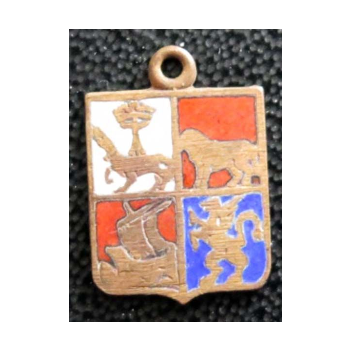 BLASON INCONNU : insigne métallique ancien blason en émail 11 x 16 mm