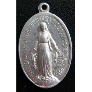 médaille religieuse en aluminium de Marie conçue sans péché de hauteur 3,3 cm