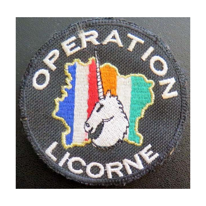 Insigne tissu opération Licorne sur Fond Noir 
