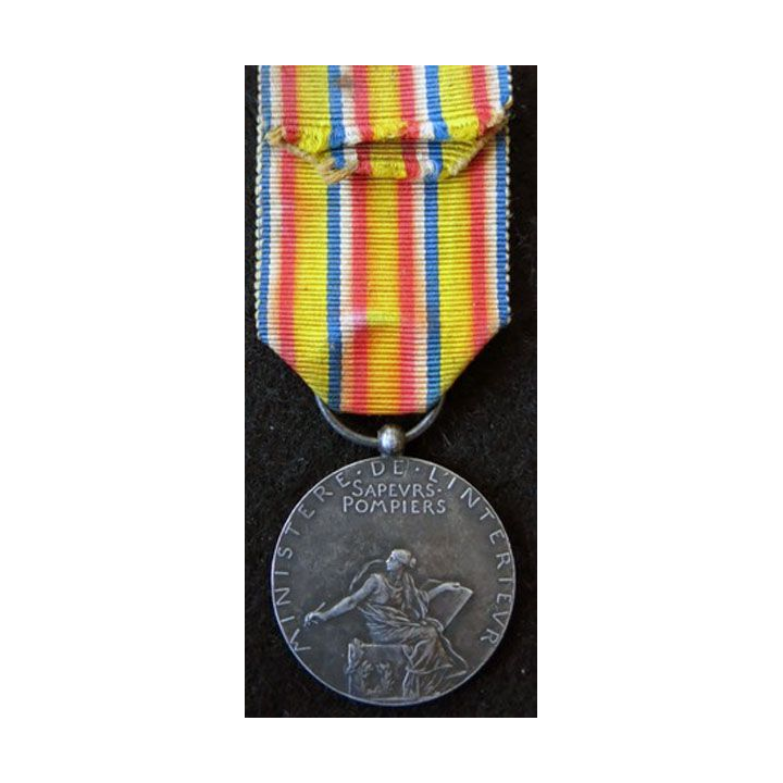 FRANCE  : médaille d'honneur Argent des sapeurs-pompiers en bronze argenté 1900 – 1935