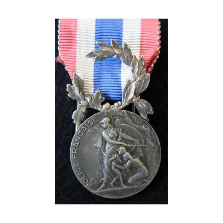 FRANCE  : médaille d'Honneur échelon argent de la Police Française en métal argenté