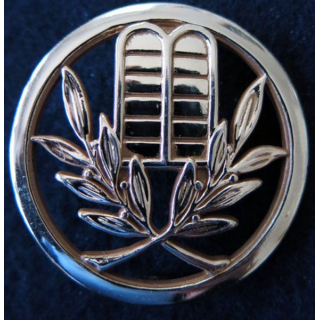 INSIGNE DE BERET  : Insigne de béret d'aumônier israélite dos embouti en métal doré
