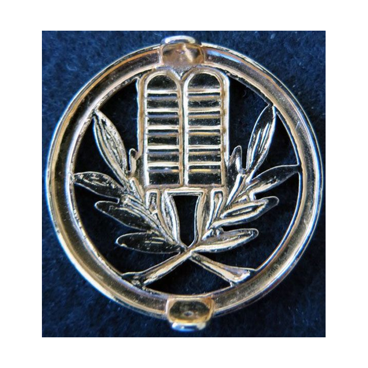 INSIGNE DE BERET  : Insigne de béret d'aumônier israélite dos embouti en métal doré