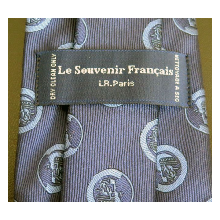 Cravate en soie et polyester du Souvenir Français dominante bleue neuve