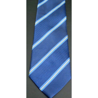 Cravate en soie et polyester rayée dominante bleue