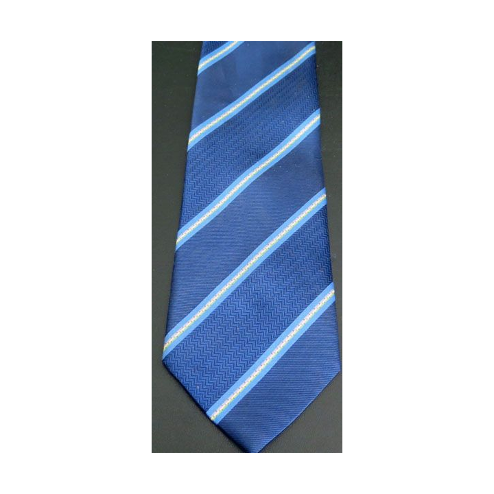 Cravate en soie et polyester rayée dominante bleue