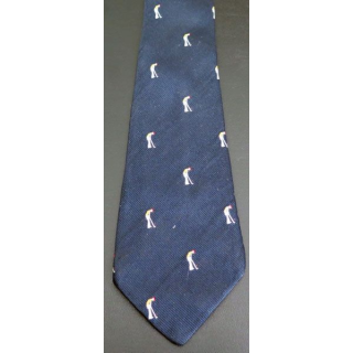 Cravate  Old River 100 % soie dominante bleue avec golfeurs 