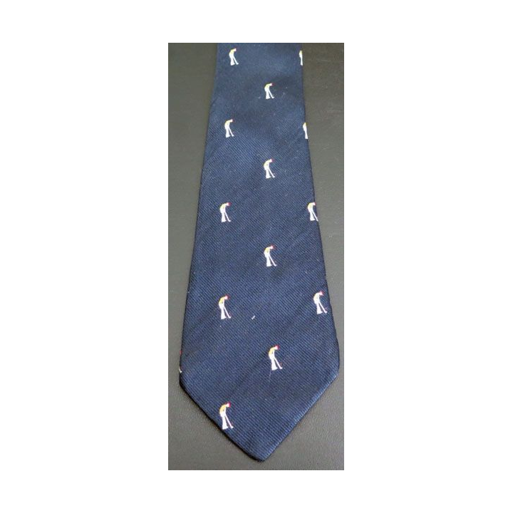 Cravate  Old River 100 % soie dominante bleue avec golfeurs 