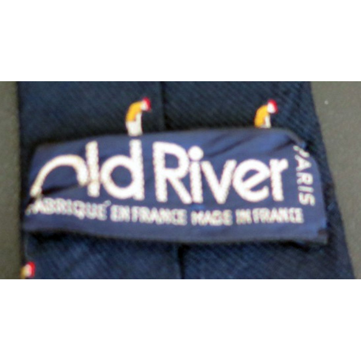 Cravate  Old River 100 % soie dominante bleue avec golfeurs 