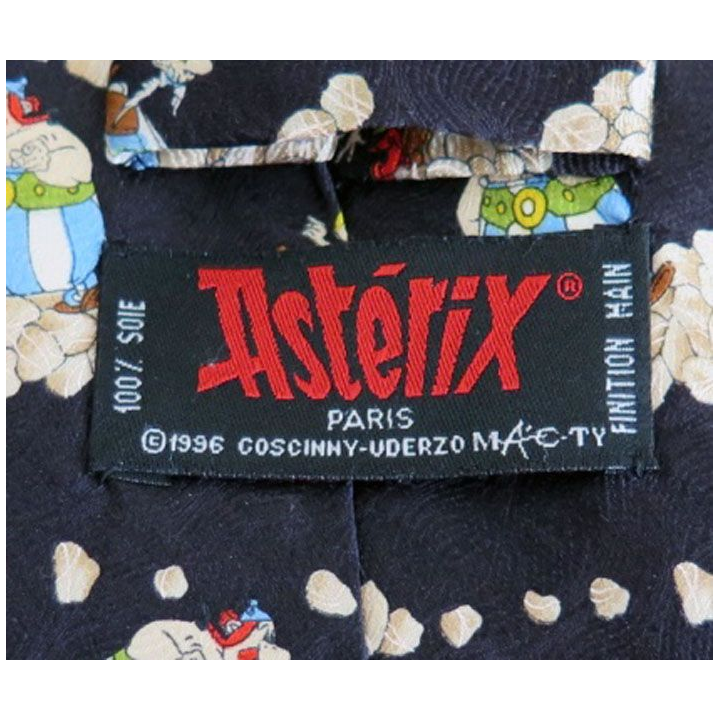 Cravate  Asterix 100 % soie dominante noire avec motis Asterix Obelix