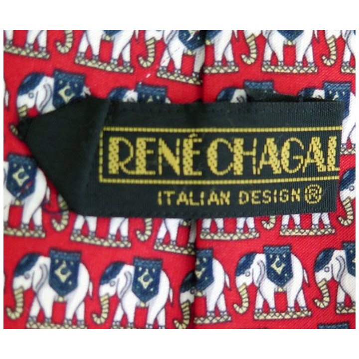 Cravate René Chagal Italian designer 100 % soie à dominante rouge