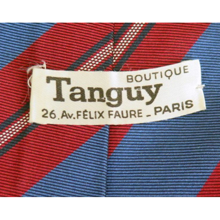 Cravate Tanguy Felix Faure Paris 100 % soie à dominante bordeaux et bleu