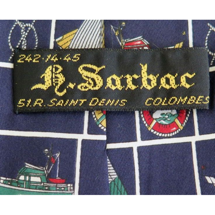 Cravate Sarbac Colombes 100 % soie à dominante bleue marine