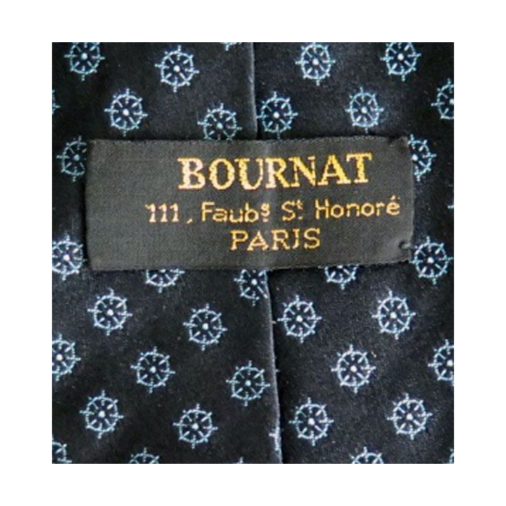 Cravate Bournat Paris 100 % soie à dominante bleue 