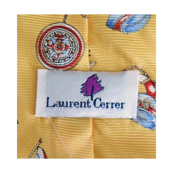 Cravate Laurent Cerrer 100 % soie à dominante jaune