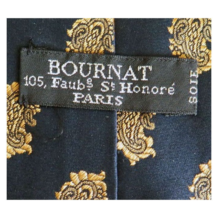 Cravate Bournat Paris 100 % soie à dominante bleue 