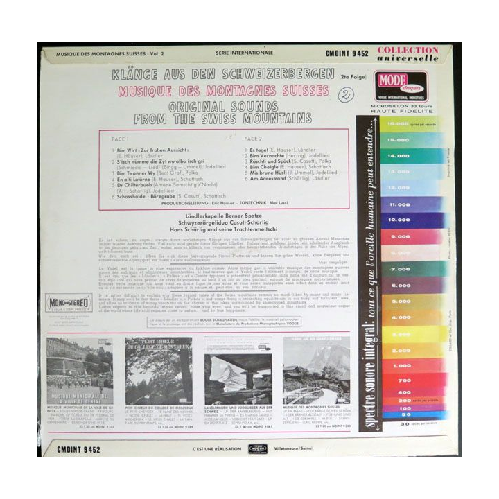 DISQUE 33 T : Klänge aus den Schweizerbergen musique des montagnes de Suisse 