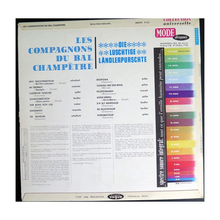DISQUE 33 T : les compagnons du bal champêtre Die luschtige ländlerpurschte