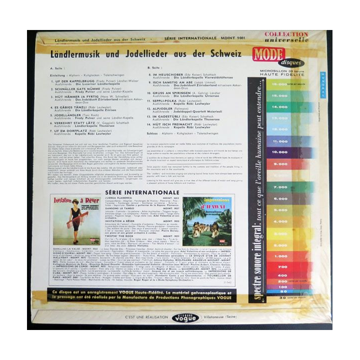 DISQUE 33 T : ländlermusik und Jodellieder aus der Schweiz
