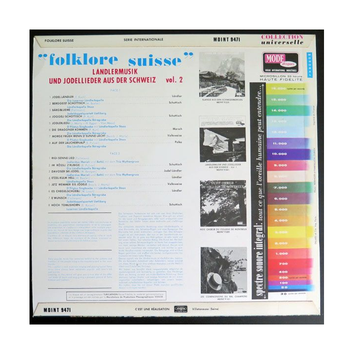 DISQUE 33 T : ländlermusik und Jodellieder aus der Schweiz  vol 2