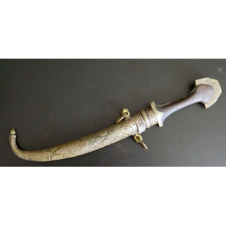 poignard africain de cérémonie longueur 41 cm manche bois et foureau métal