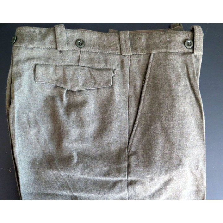Pantalon uniforme français en toile kaki verte armée taille 40 environ