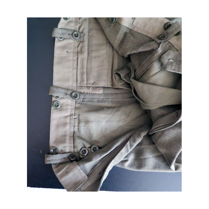 Pantalon uniforme français en toile kaki verte armée taille 40 environ