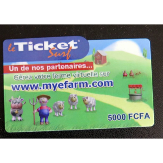 TELECARTE : télécarte TICKET SURF 5000 FCFA Myefarm neuve