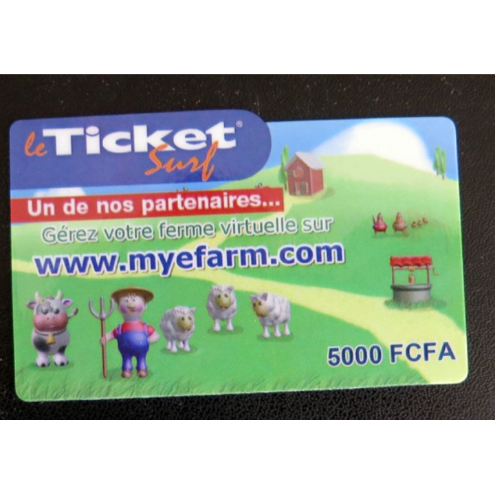 TELECARTE : télécarte TICKET SURF 5000 FCFA Myefarm neuve