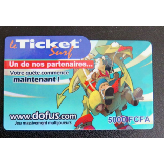 TELECARTE : télécarte TICKET SURF 5000 FCFA Dofus neuve