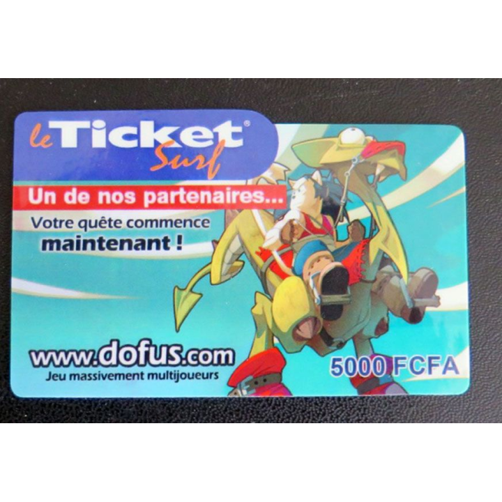 TELECARTE : télécarte TICKET SURF 5000 FCFA Dofus neuve