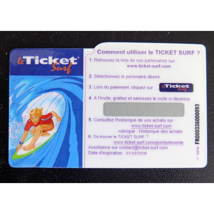TELECARTE : télécarte TICKET SURF 5000 FCFA Défifoot neuve