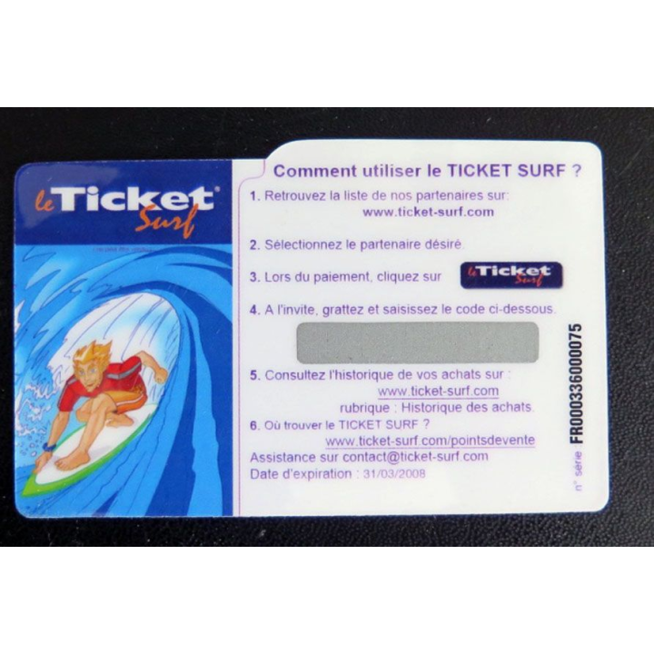 TELECARTE : télécarte TICKET SURF 5000 FCFA Gymglish neuve